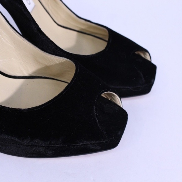 *SOLD* Jimmy Choo Black Velvet Open Toe - Picture 3 of 7